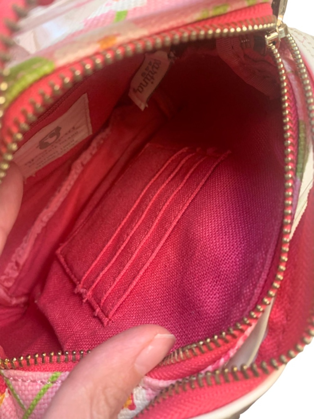 Spartina 449 Plastic Leather Linen Crossbody Bag Pink White Prairie Country - Picture 7 of 10